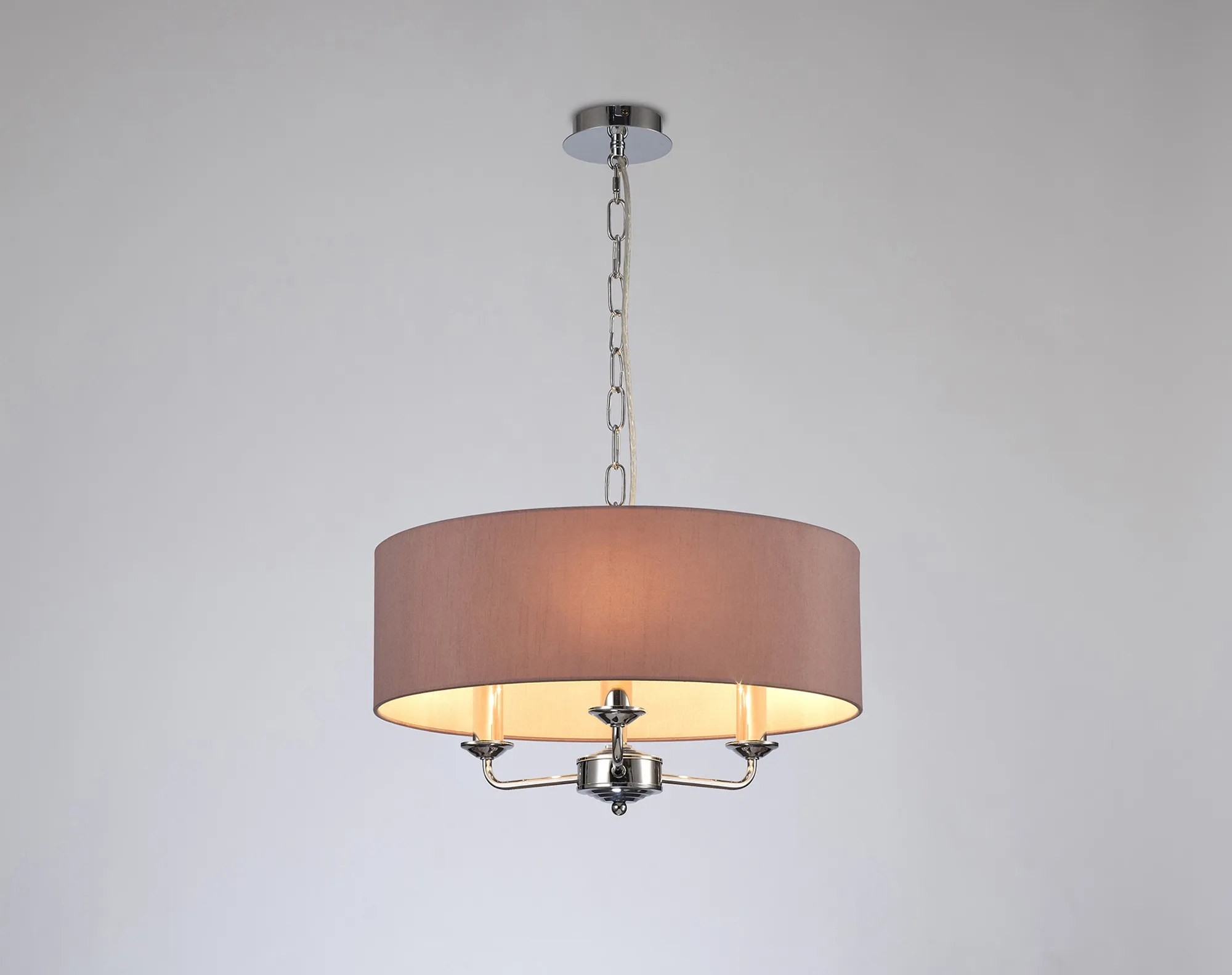 Banyan 45cm 3 Light Pendant Polished Chrome, Taupe/Halo Gold DK0016  Deco Banyan CH TA
